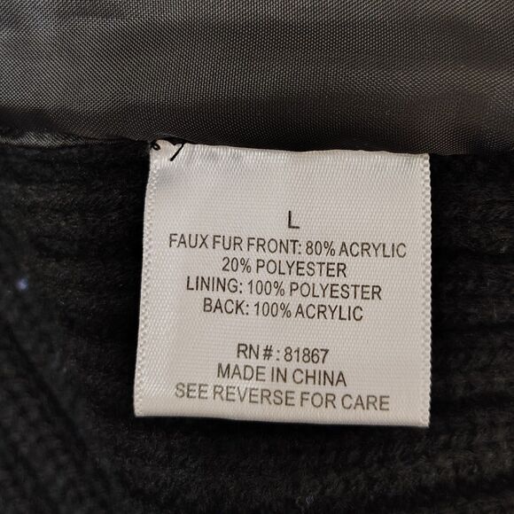 JJ BASICS Faux Fur Sweater Vest Large Women's Black Open Front Casual Dressy - Picture 5 of 5